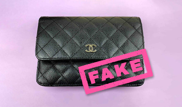 A fake black Chanel bag with a red genuine Chanel bag