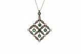 An Edwardian Diamond, Green Zircon and Pearl Pendant