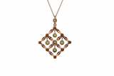 An Edwardian Diamond, Green Zircon and Pearl Pendant