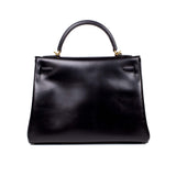 Pre-loved Hermès Black Kelly Sellier 32cm Bag in Noir Calfskin Box Leather with Gold Hardware