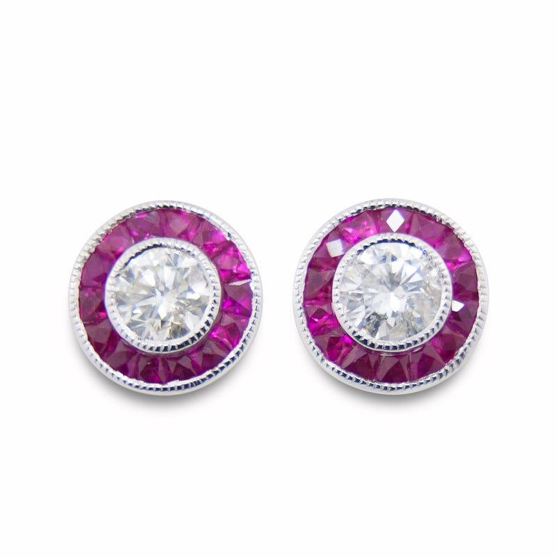 Ruby and Diamond Target Earrings