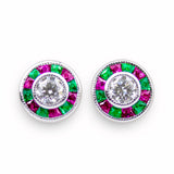 Diamond, Emerald & Ruby Target Earrings