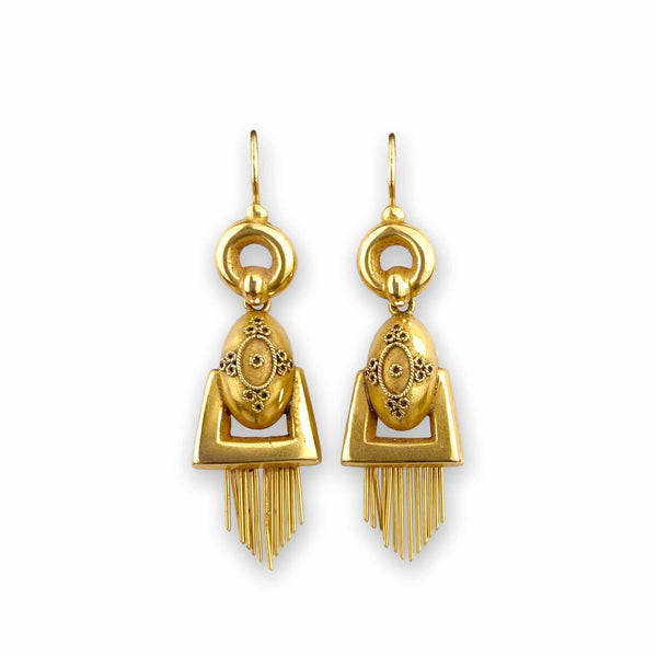 15ct Gold Victorian Etruscan Earrings
