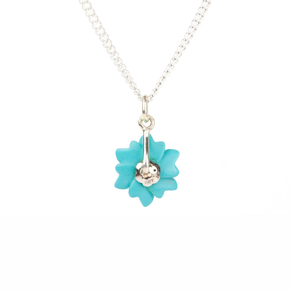 Turquoise & Diamond Flower Pendant