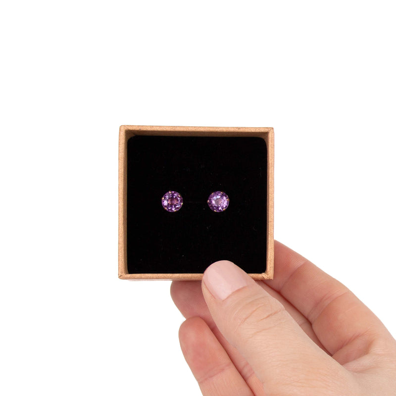 Amethyst Single Stone Ear-studs